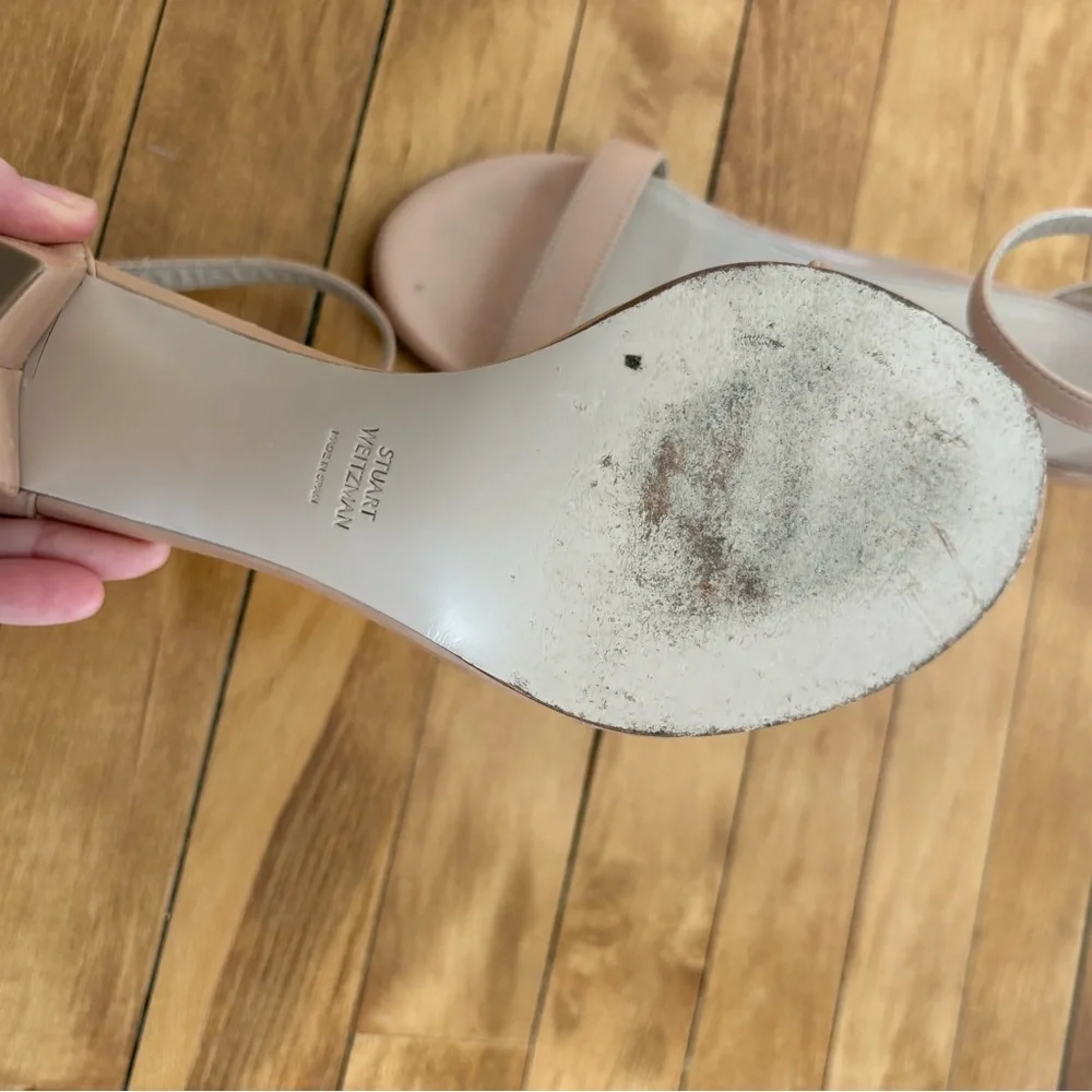 Stuart Weitzman Nude Ankle Strap Heels - Picture 8 of 10